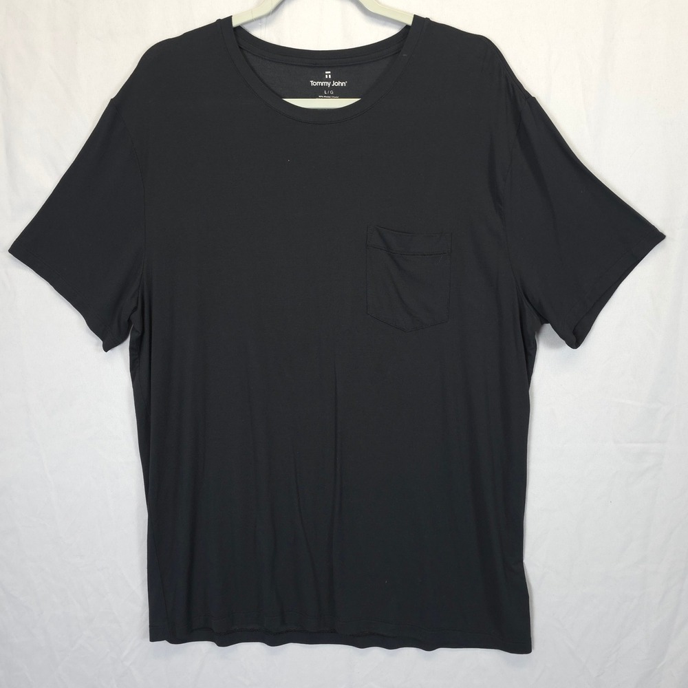 Tommy John‎ Black Modal T Shirt Men L Pocket Stretch Pocket Elevated Basic